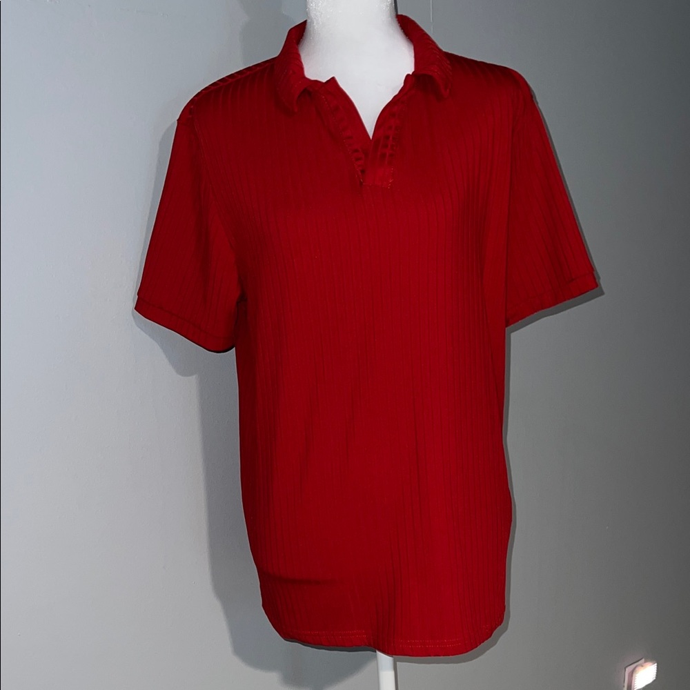 Classic Red Ribbed Women’s Shirt